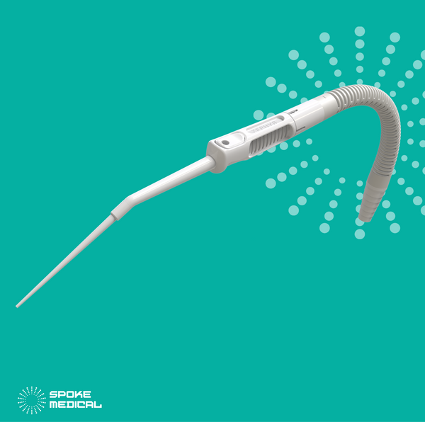 The full Zephyr assembly — single-use sucker joined to the flexible adapter tube that connects it to a suction unit